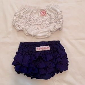 Ruffle Butts white and navy diaper covers